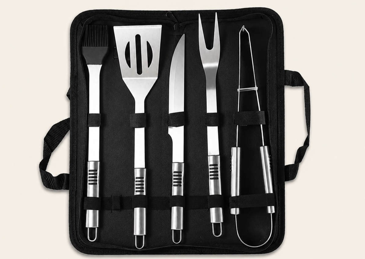 Set de 5 ustensiles barbecue en inox