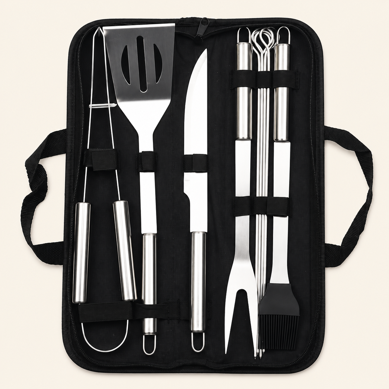 Set de 9 ustensiles barbecue en inox