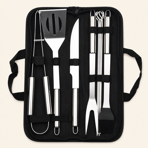 Set de 9 ustensiles barbecue en inox