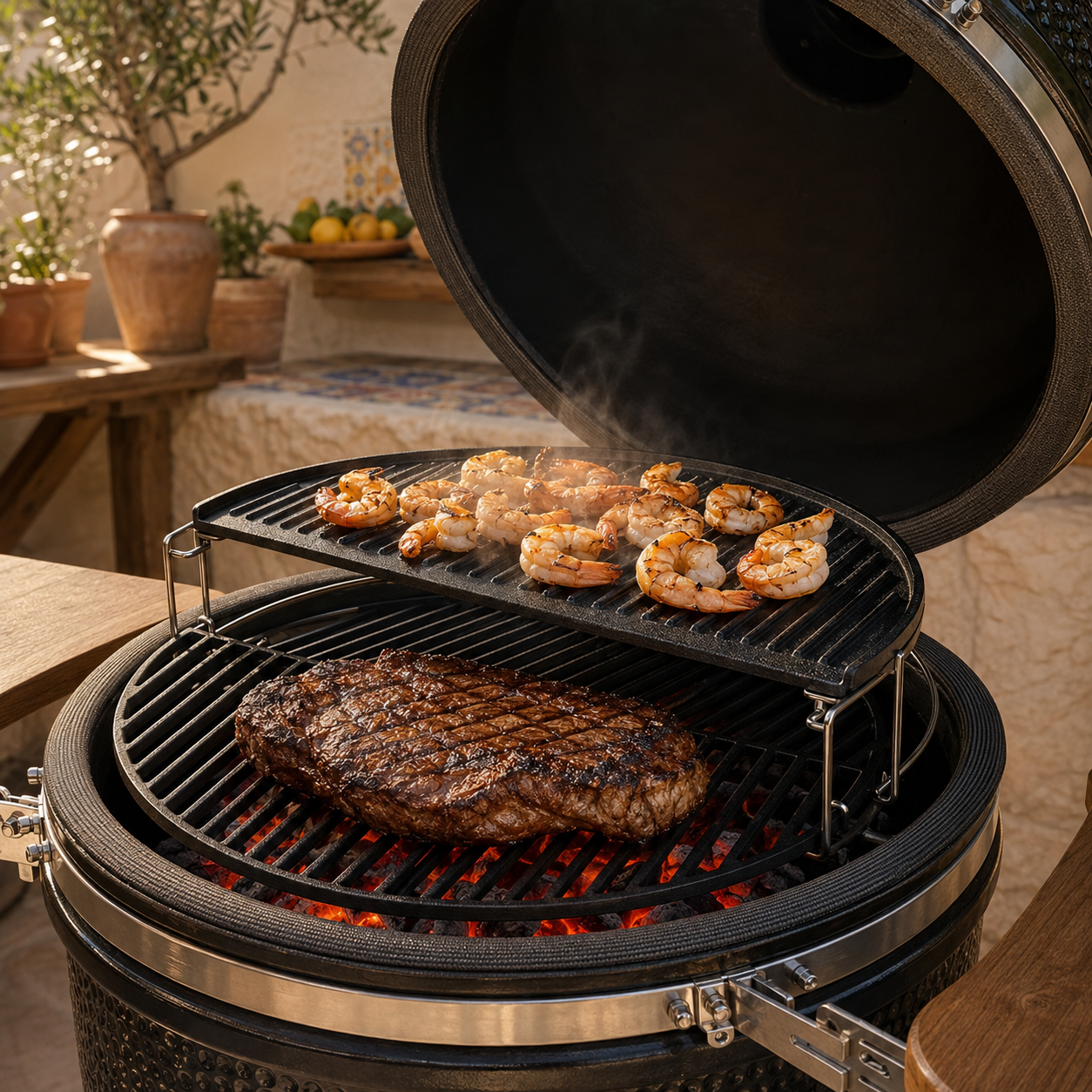 Grille fonte multifonctions pour Kamado XL